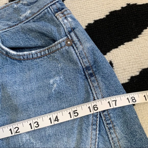 Free People We The Free Harvey Distressed Denim Mini Skirt Exposed Button Fly 26 - Picture 11 of 13